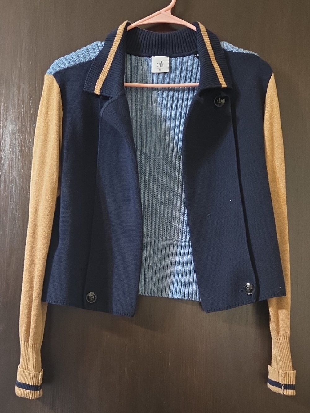 Cabi ladies Sweater blue/tan Medium